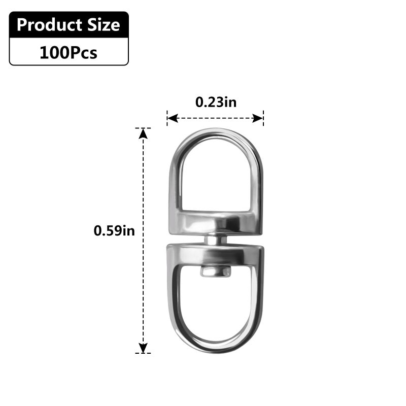Rddconkit 100pcs Double End Design Swivel Key Ring Connector, Double Opening Swivel Clasp Swivel Joint Pendant Clasp Lanyard Key Ring Backpack Jewellery Keychain DIY Craft Making Accessories - Image 2